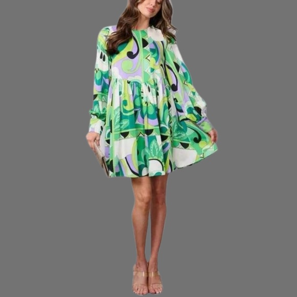 TCEC Scarf Print Mini Dress With Pockets - Picture 1 of 15